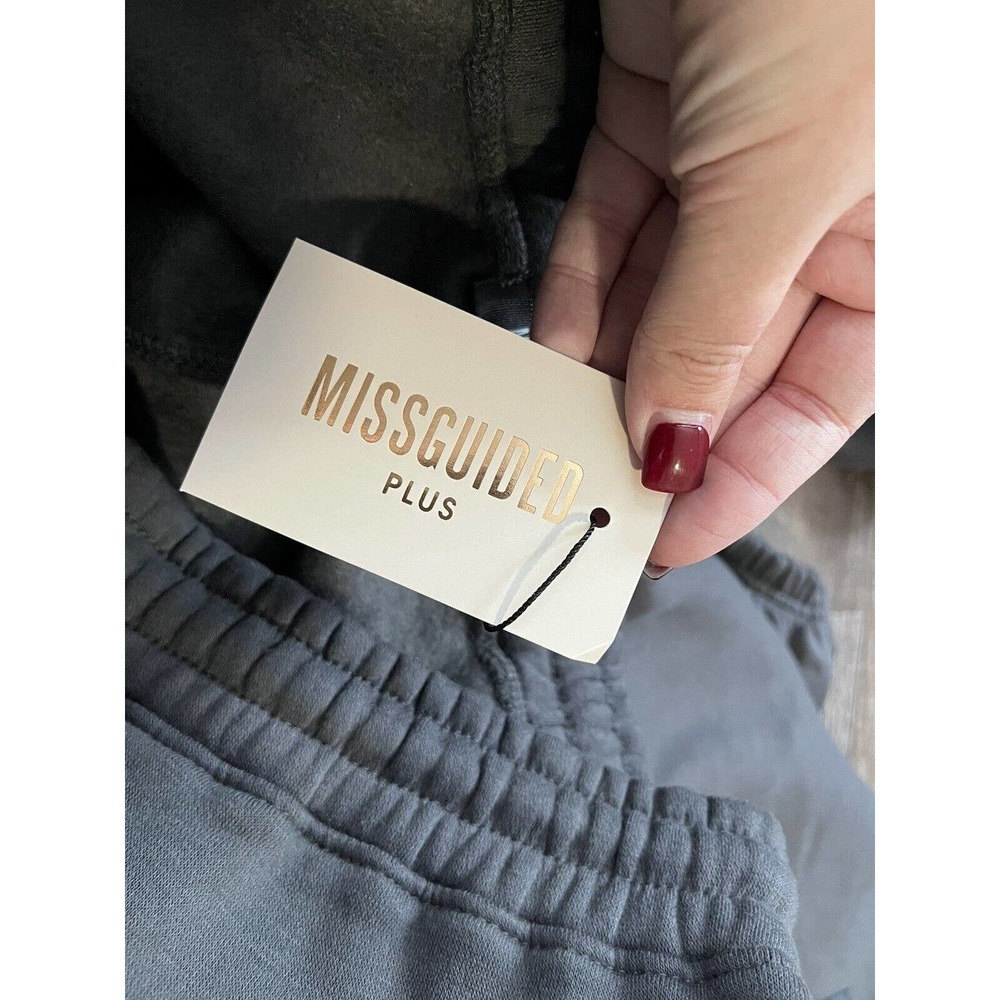 Missguided Plus Women Fleece Joggers Size 18 Gray Pockets O5 - Picture 4 of 7